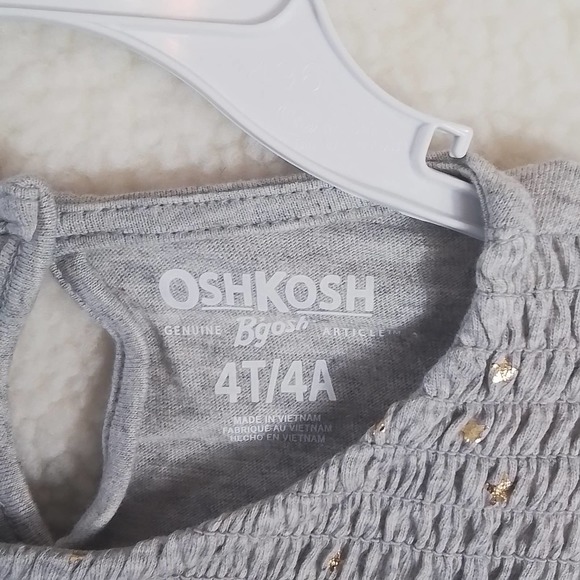 OshKosh Long Sleeve Cotton Top Tee Size 4 Gray w/ Gold Stars - Picture 11 of 12